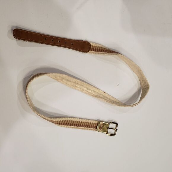 Vintage Accessories - Vintage Gutos W.Germany Striped Tan,Brown,Beige  Leather Tab Belt
